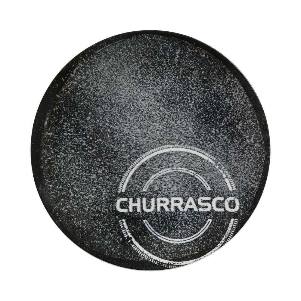 Prato Raso de Churrasco 25 Cm Tramontina Porcelana - Preto