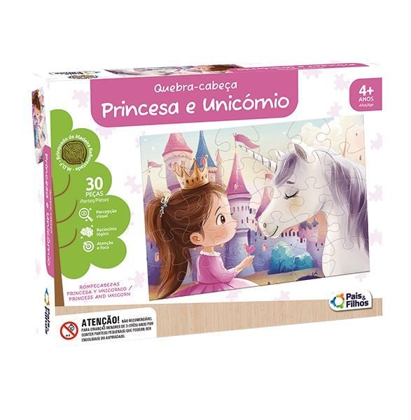 Quebra-Cabeça Princesa e Unicórnio 30 Peças Pais & Filhos