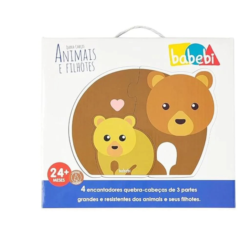 Quebra-Cabeça Animais e Filhotes - Brinquedos Babebi