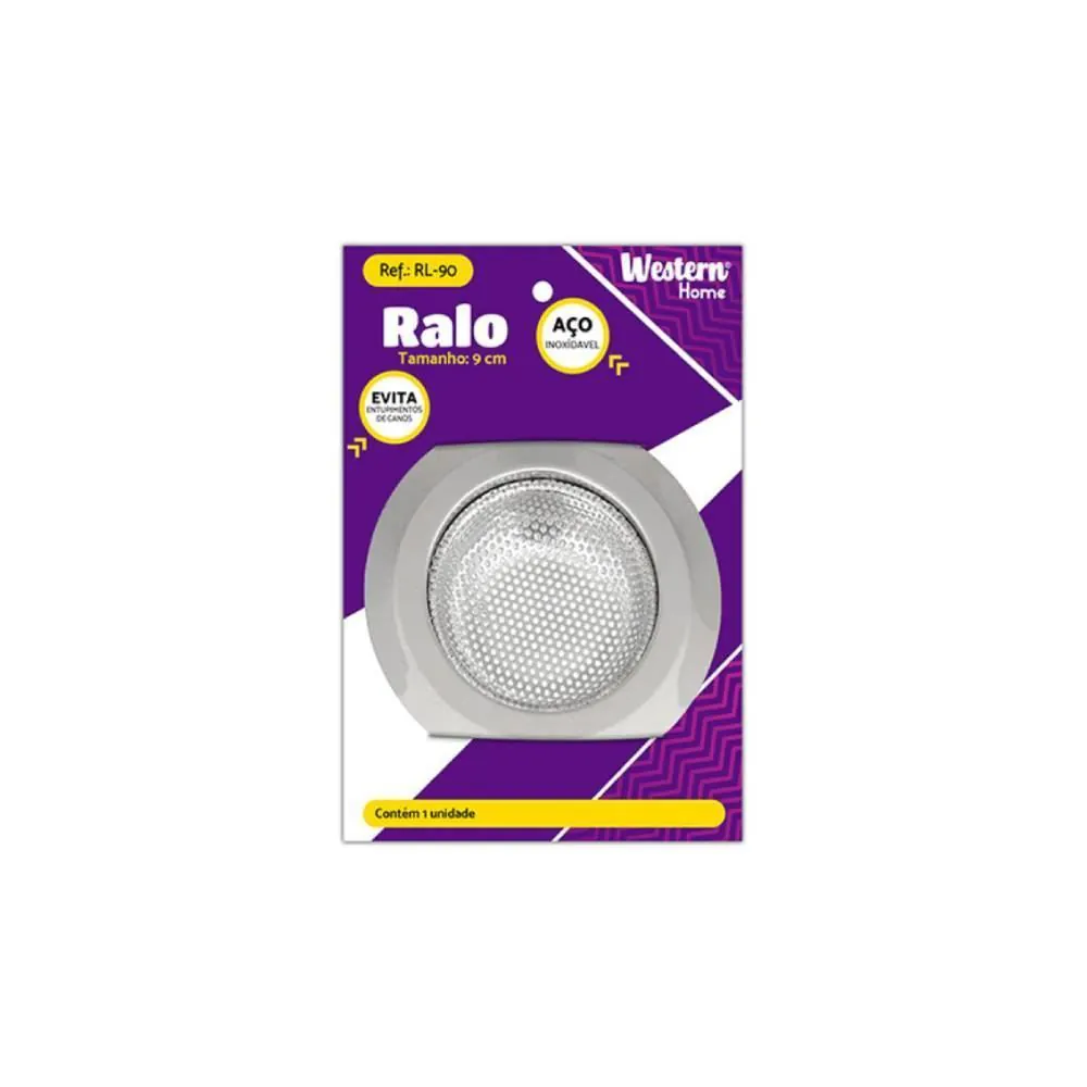 Ralo para Pia Western Home 90 Mm - Inox