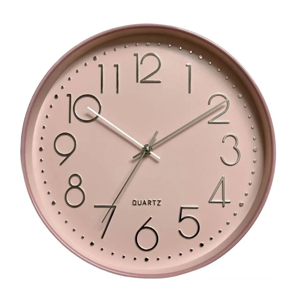 Relógio de Parede 30Cm Redondo - Rosa Prata