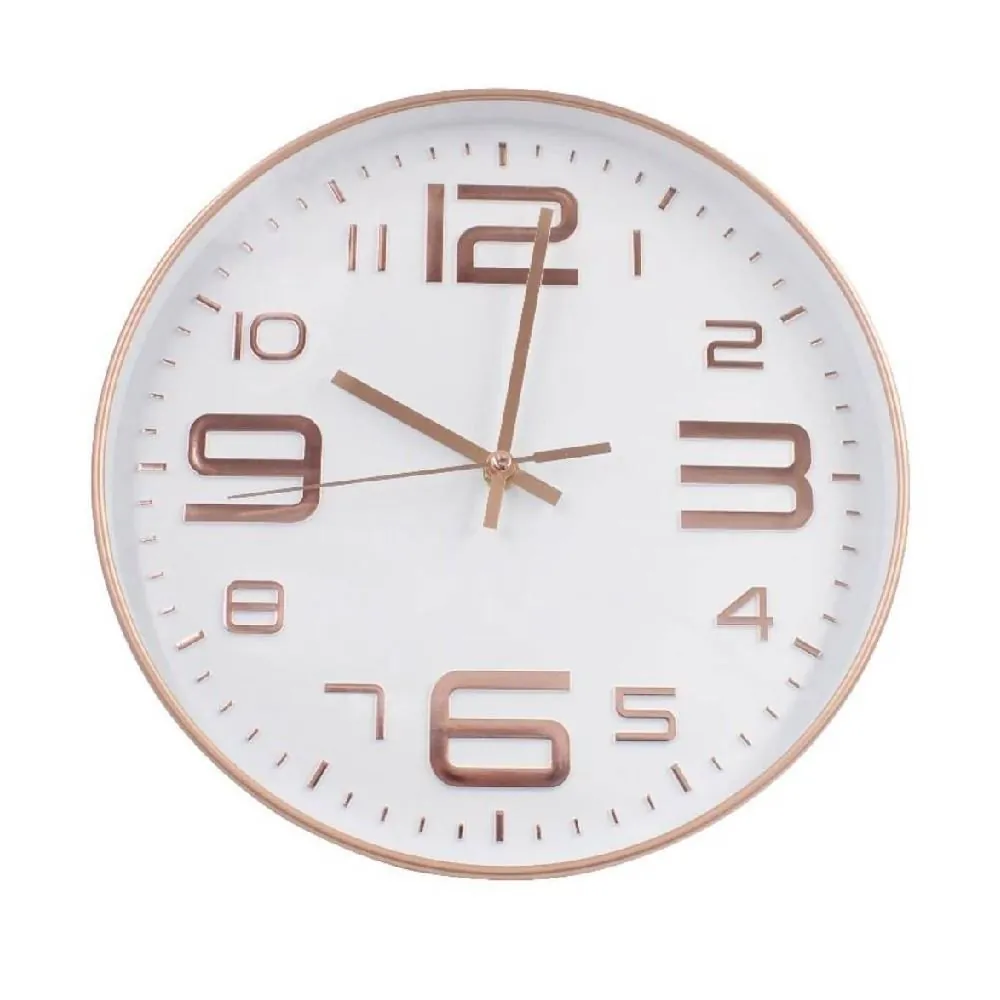 Relógio de Parede Branco e Rose Gold - 30cm