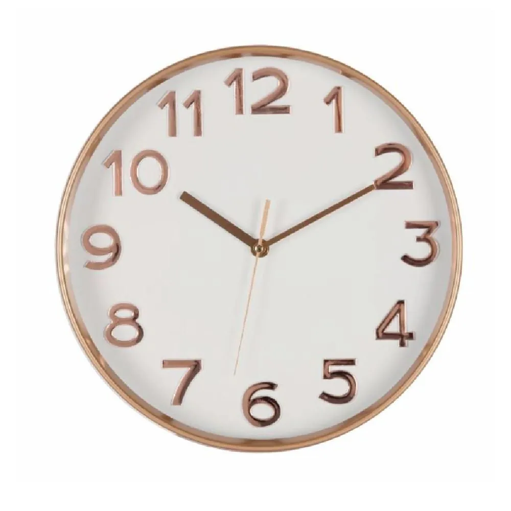 Relógio de Parede com Fundo Branco 30 Cm - Rosé Gold