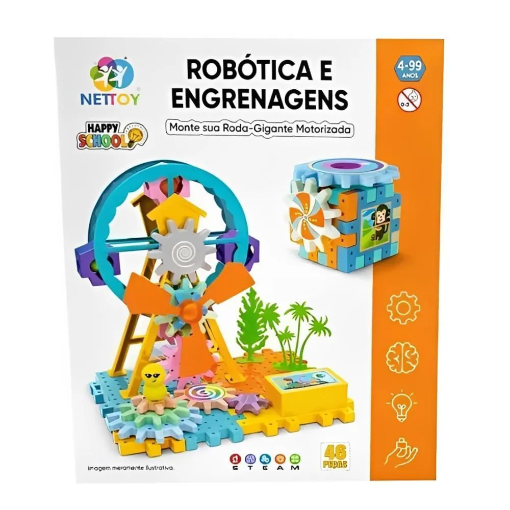 Blocos de Montar Robótica e Engrenagens Roda-Gigante Nettoy