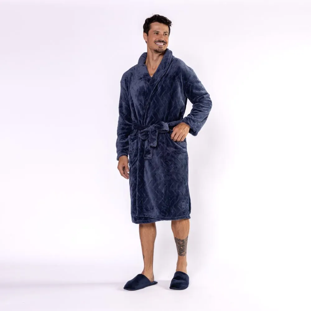 Roupão m Microfibra Masculino Marc Alain - Azul Profundo