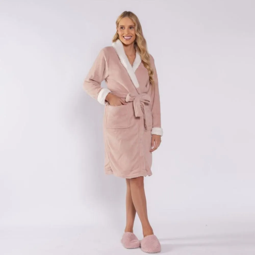 Roupão Adulto G Microfibra Elegance - Rosa Pétala