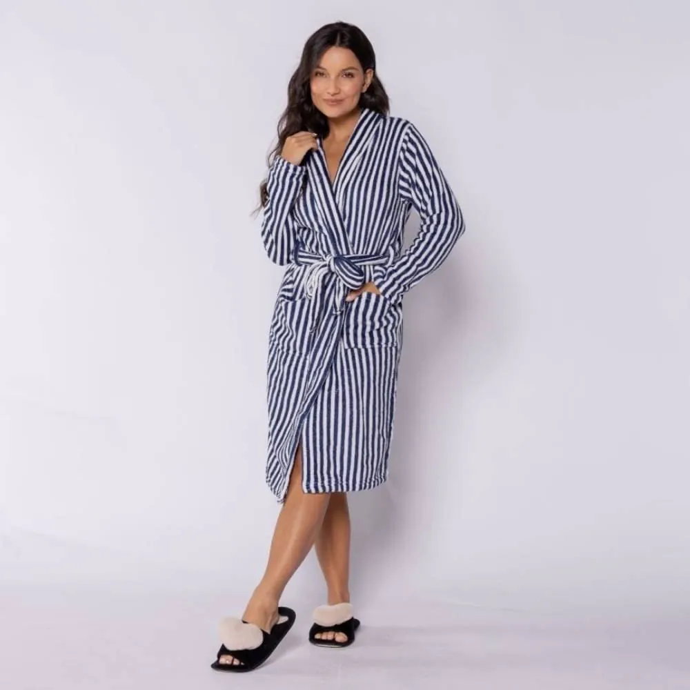 Roupão Adulto GG Paris Estampado - Listras Azul