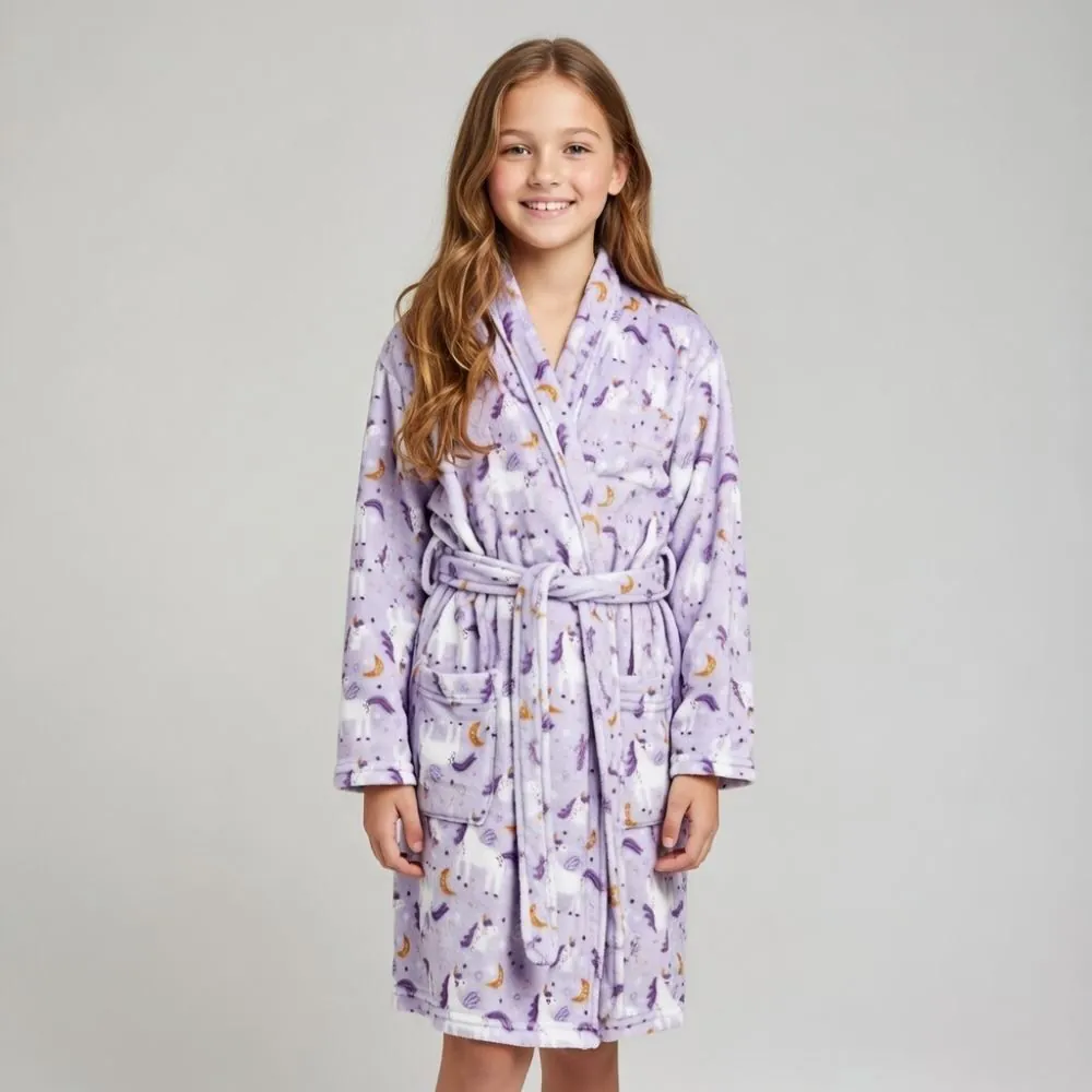 Roupão Infantil G Microfibra Lumini Kids - Unicórnio Lilás