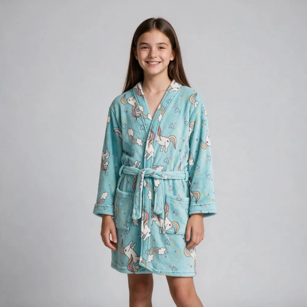 Roupão Infantil G Microfibra Lumini Kids - Unicórnio