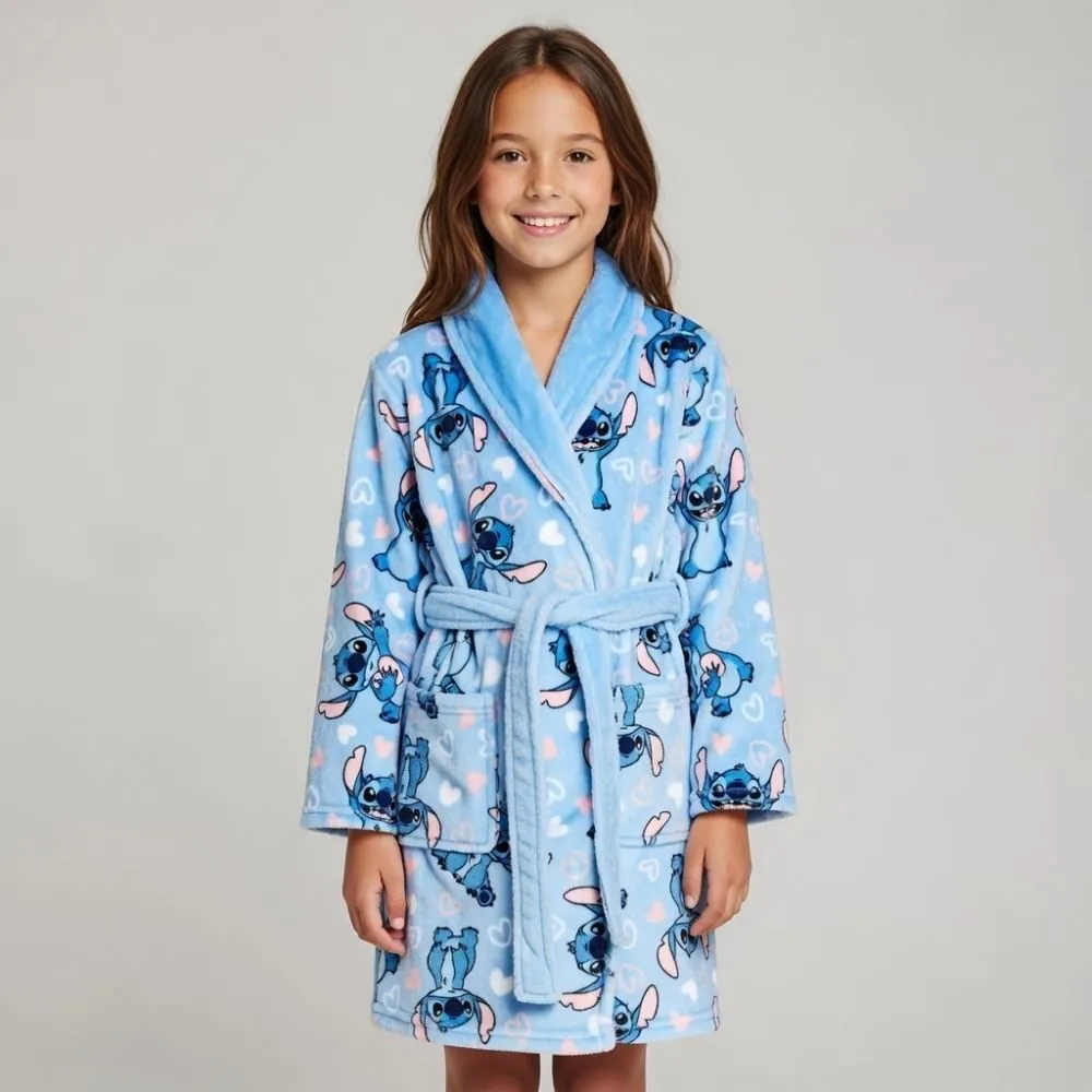 Roupão Infantil M Microfibra Disney - Stitch