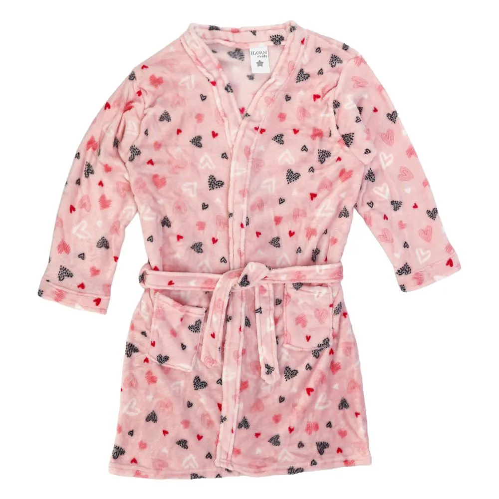 Roupão Infantil M Microfibra Lumini Kids - Coração Rosa