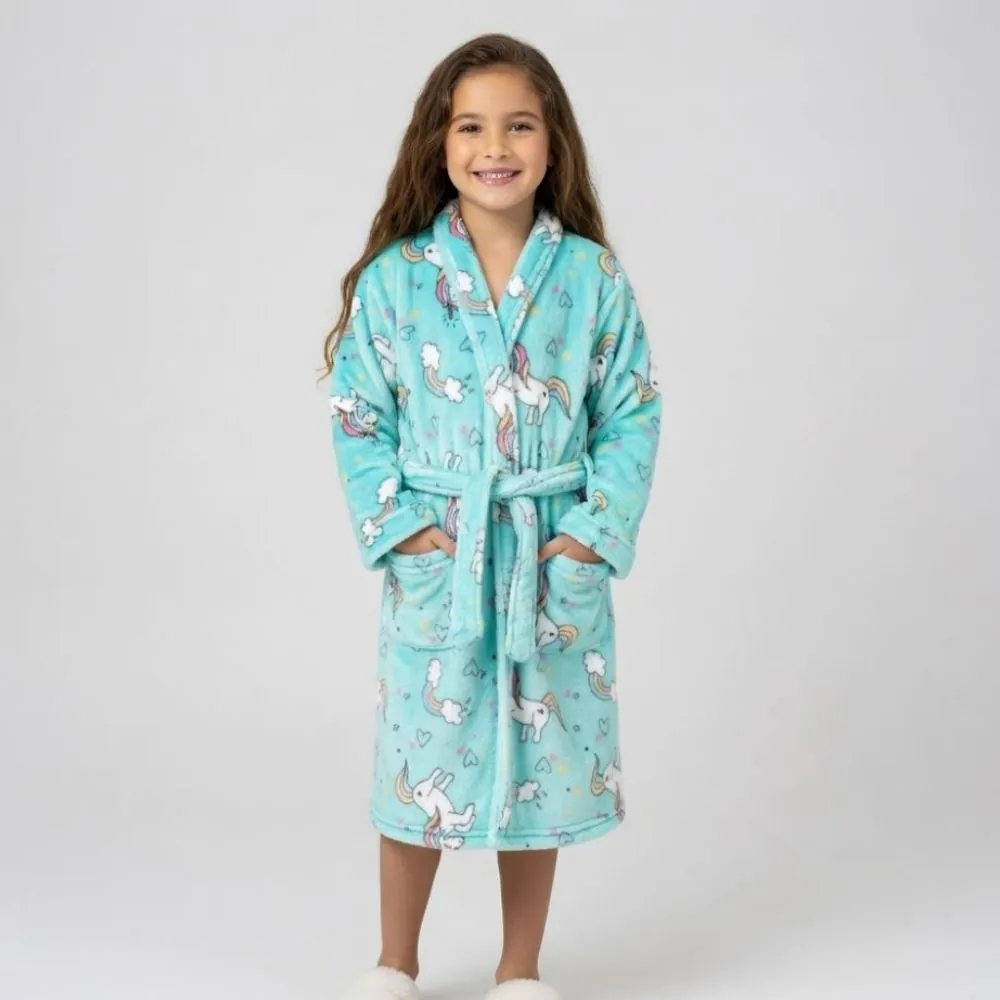 Roupão Infantil M Microfibra Lumini Kids - Unicórnio