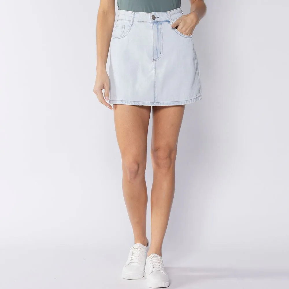 Saia Feminina Jeans Boby Blues Azul Claro