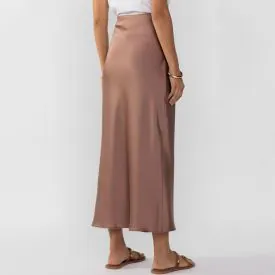 Saia Midi Feminina em Cetim Patricia Foster Preto