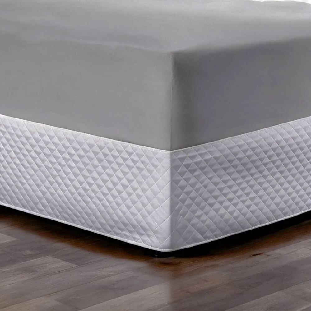 Saia para Cama Box Solteiro Matelassê Veste Fácil - Branca