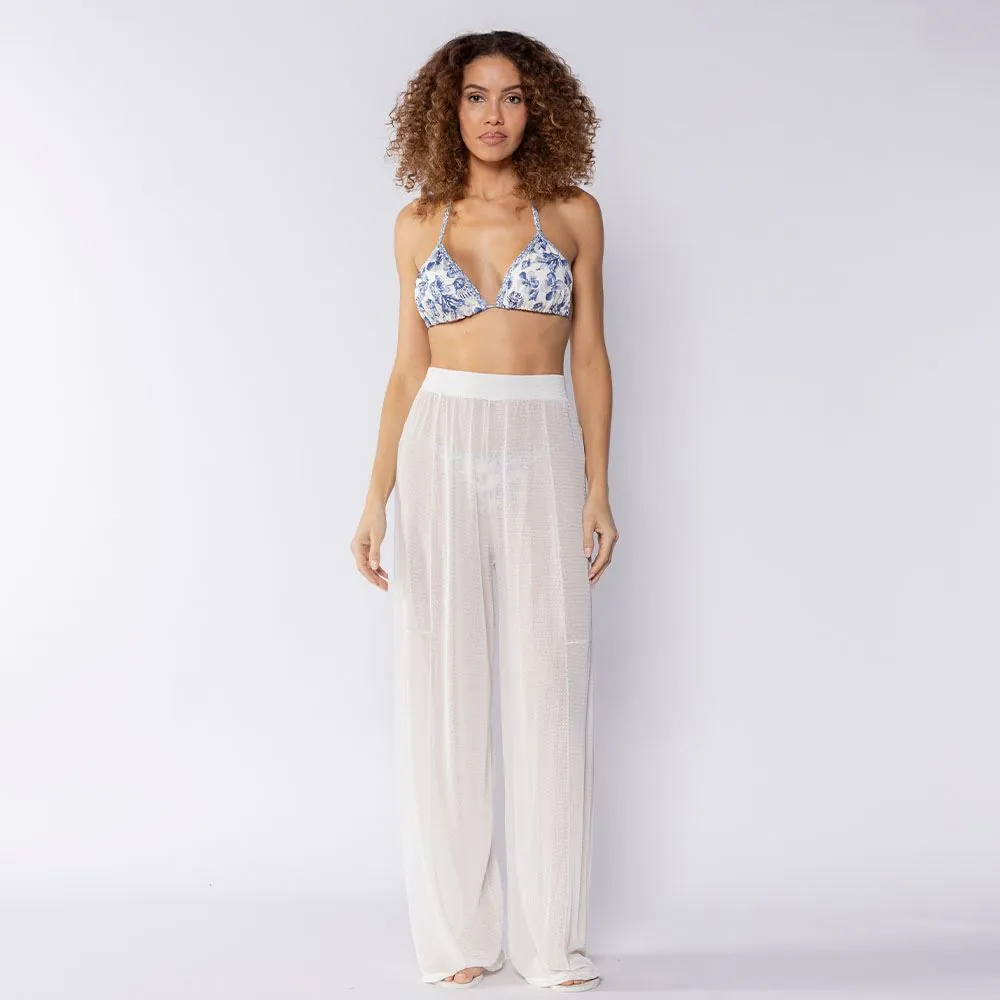 Saída de Praia Calça Pantalona Boby Blues Branco