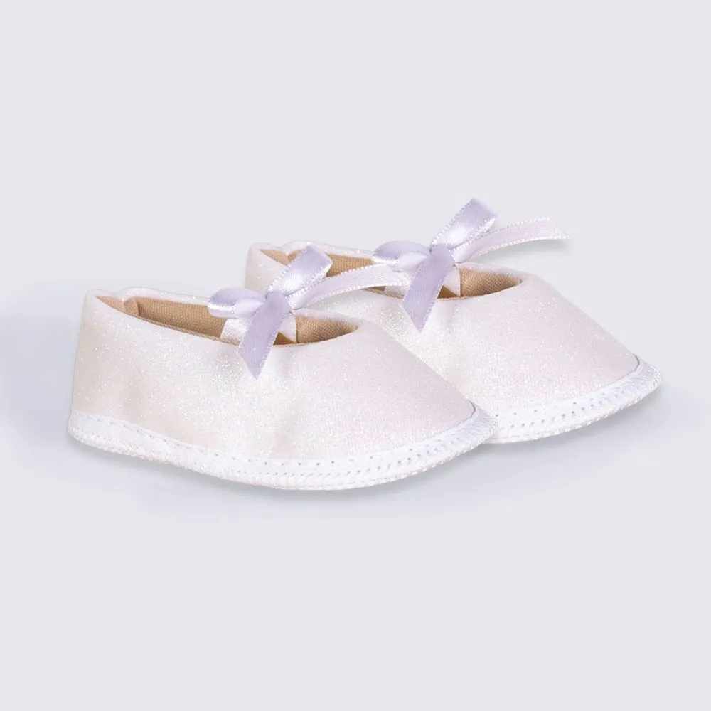 Sapatilha Bebê Menina com Glitter 0 a 8 Meses Yoyo Baby Branco