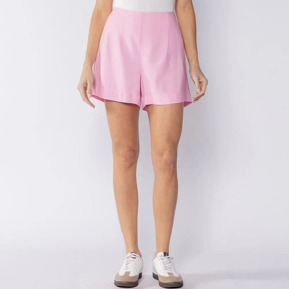 Short Feminino de Alfaiataria Boby Blues Rosa Foundant