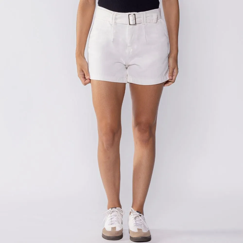 Short Feminino Sarja com Cinto Sawary Off White