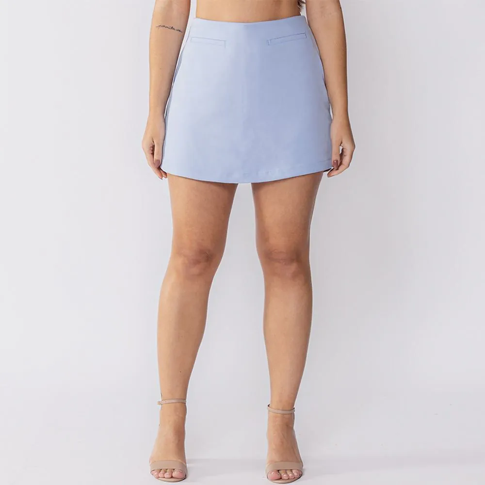 Short Saia de Alfaiataria com Bolsos Embutidos Boby Blues Azul