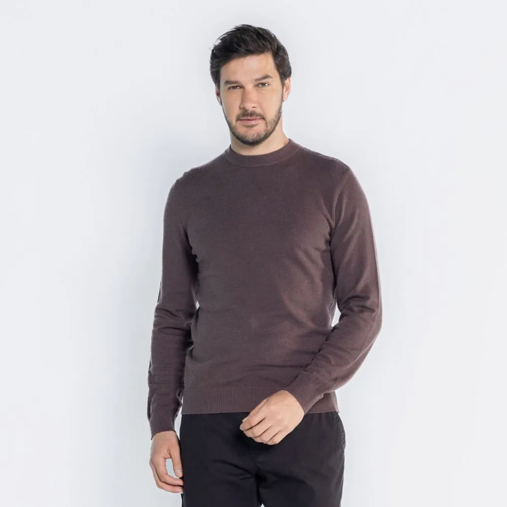 Suéter Masculino de Tricot Gola Redonda Marc Alain Marrom