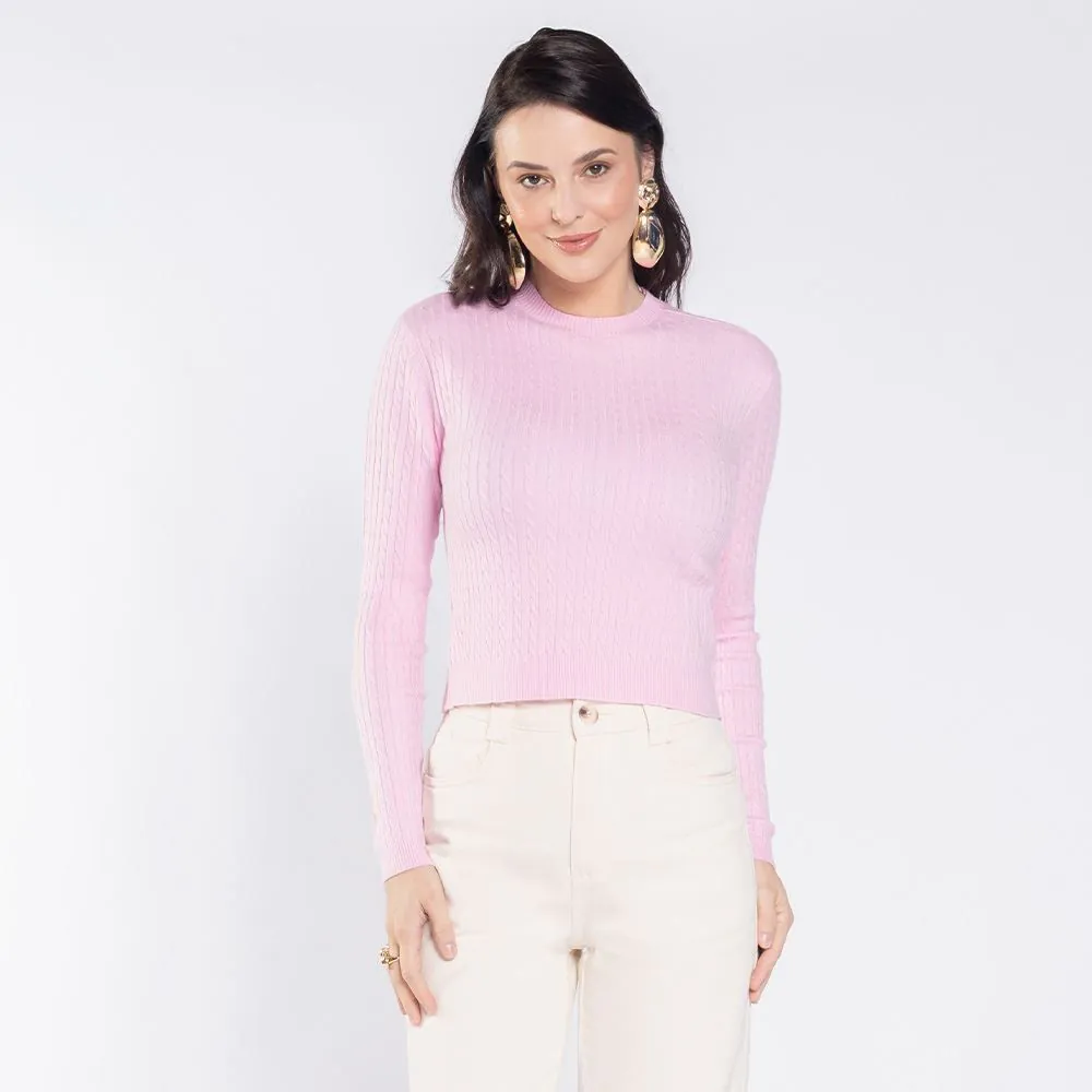 Suéter Feminino de Tricot Trançado Boby Blues Sweet
