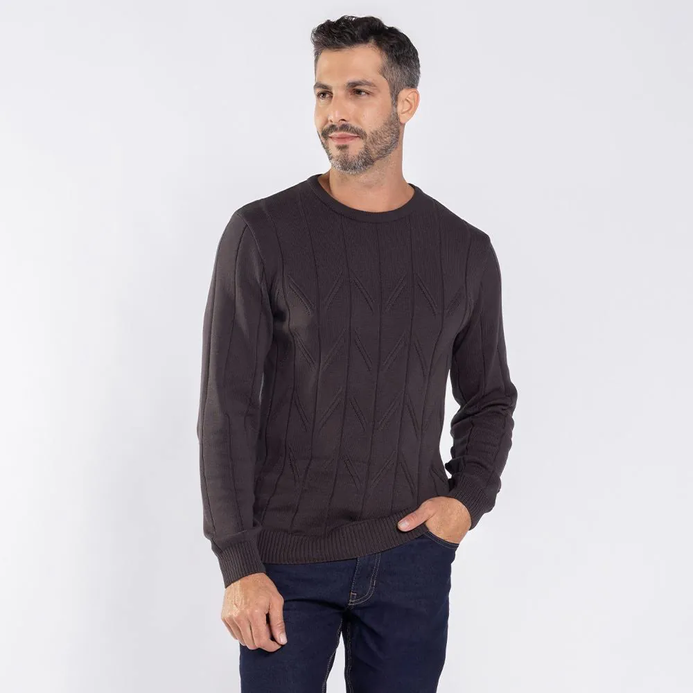Suéter Masculino Canelado em Tricot Marc Alain Chumbo