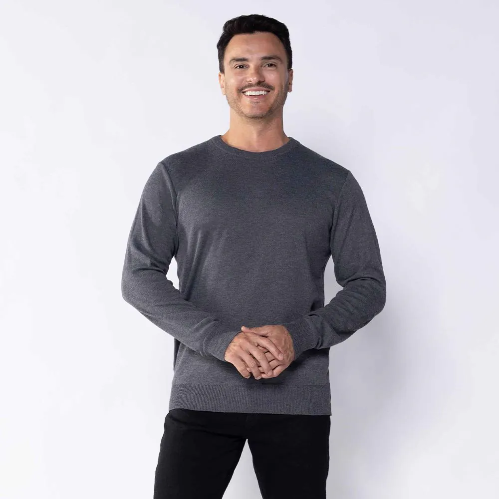 Suéter Masculino de Tricot Gola Redonda Marc Alain Mescla Escuro