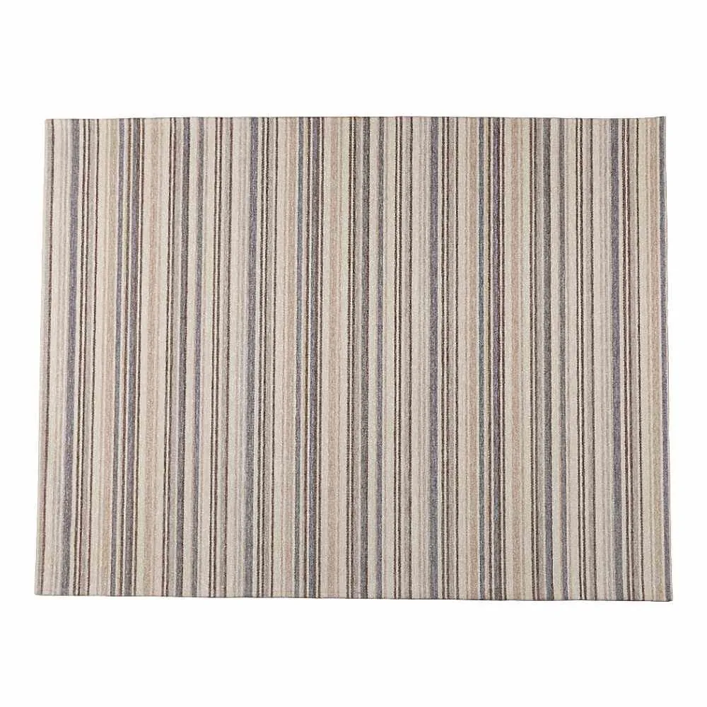 Tapete para Quarto e Sala Chenile 1,20X1,60 m - Listras Bege e Azul