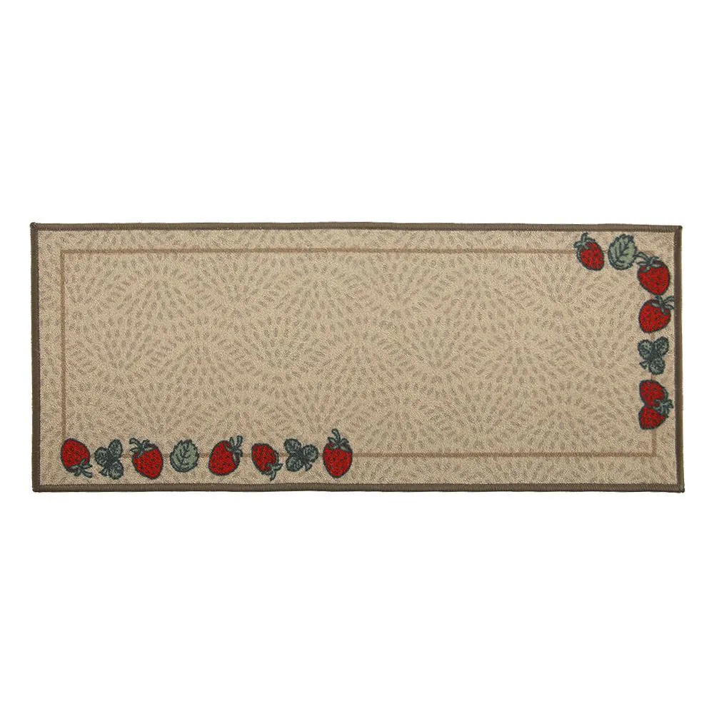 Tapete para Cozinha 50Cmx1,20 m - Morangos Taupe