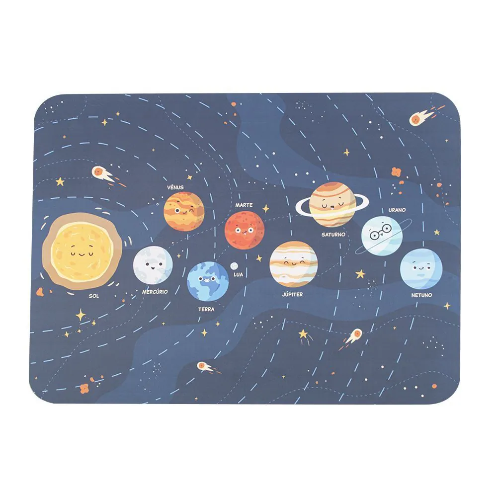 Tapete Infantil para Atividades Transfer - Azul Planetas