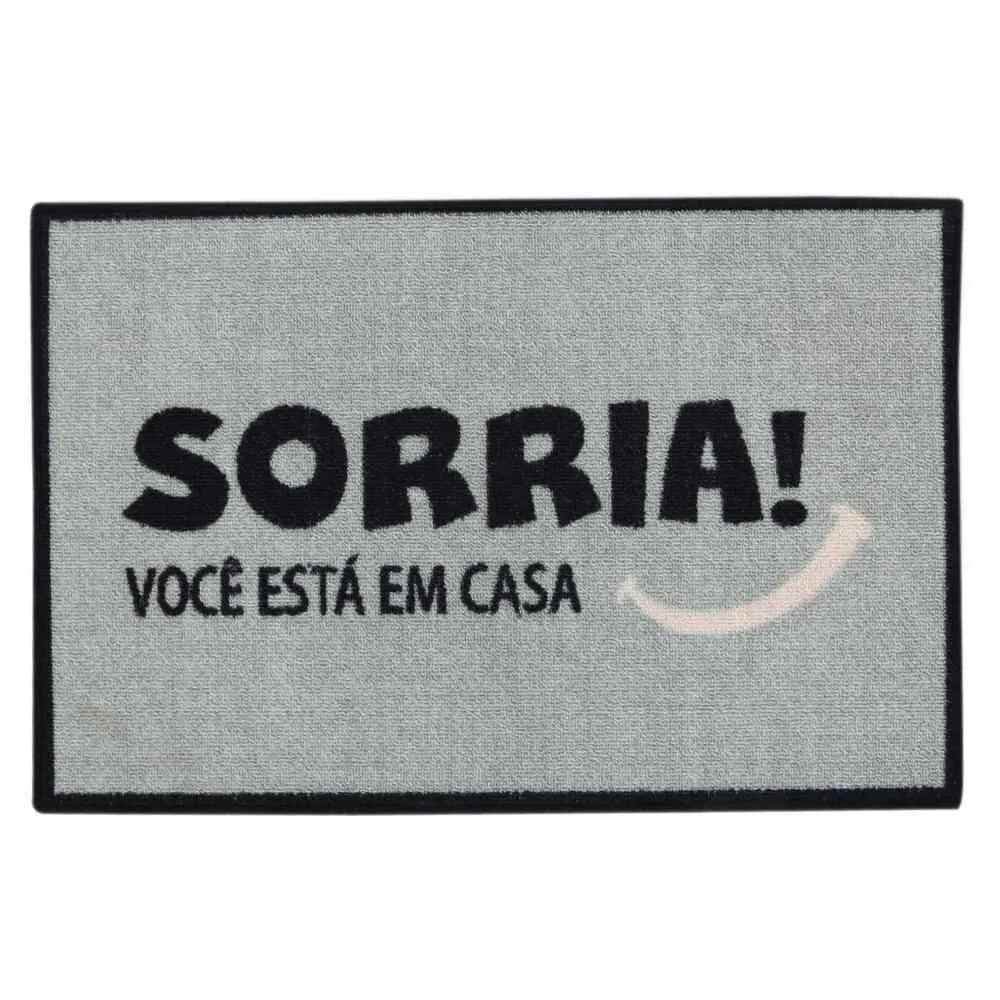 Tapete Capacho de Entrada Divertido 40X60cm - Sorria