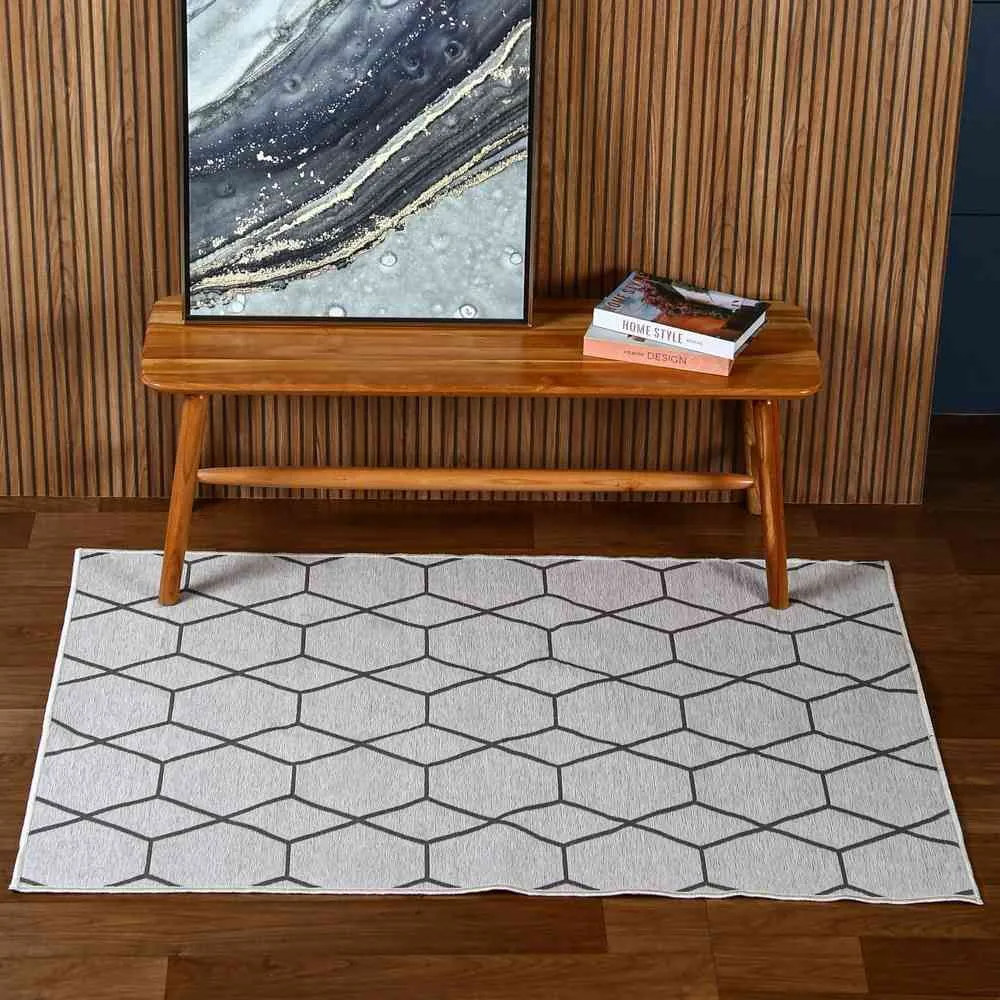 Tapete para Quarto e Sala 1,00X1,50 m Siena - Areia Hexagonal