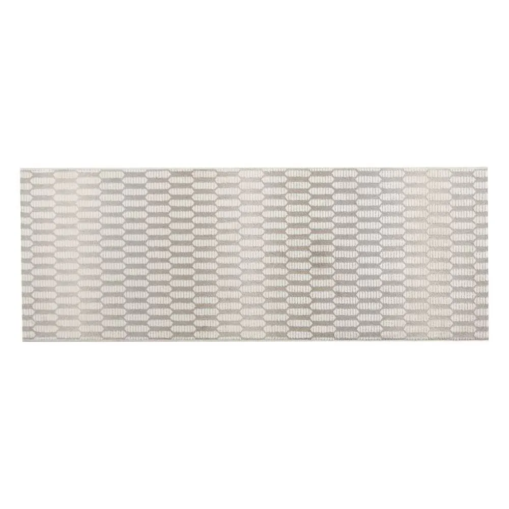 Tapete Passadeira Atenas 67Cmx1,80 m - Creme Cinza