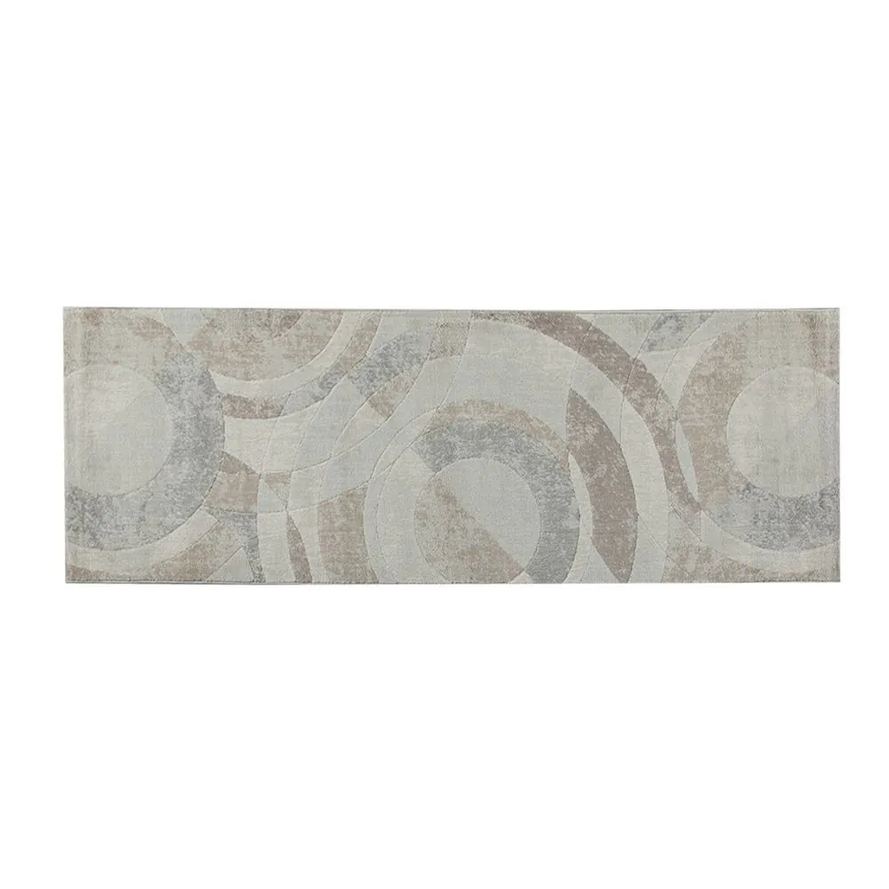 Tapete para Quarto e Sala 60Cm X 1,80M Platinium - Círculos Cinza e Bege