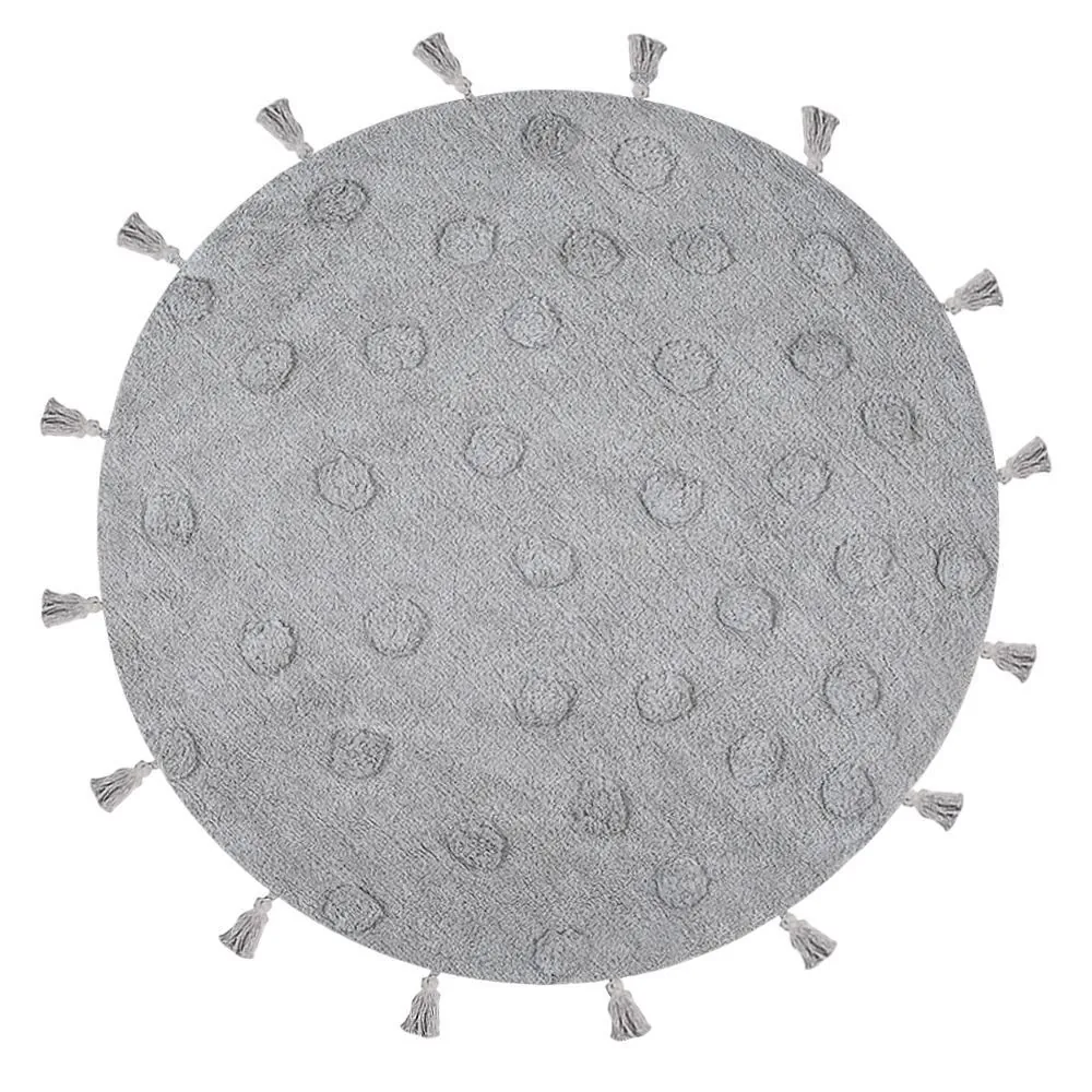Tapete Redondo Infantil 110 Cm Poa - Cinza