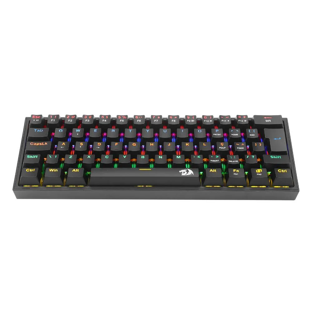 Teclado Mecânico Gamer Redragon Fizz Iluminação Rainbow Preto