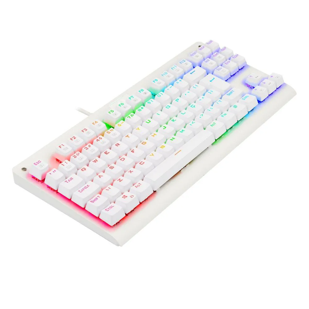 Teclado Mecânico Redragon Dark Avenger Lunar Branco Rgb Switch Azul