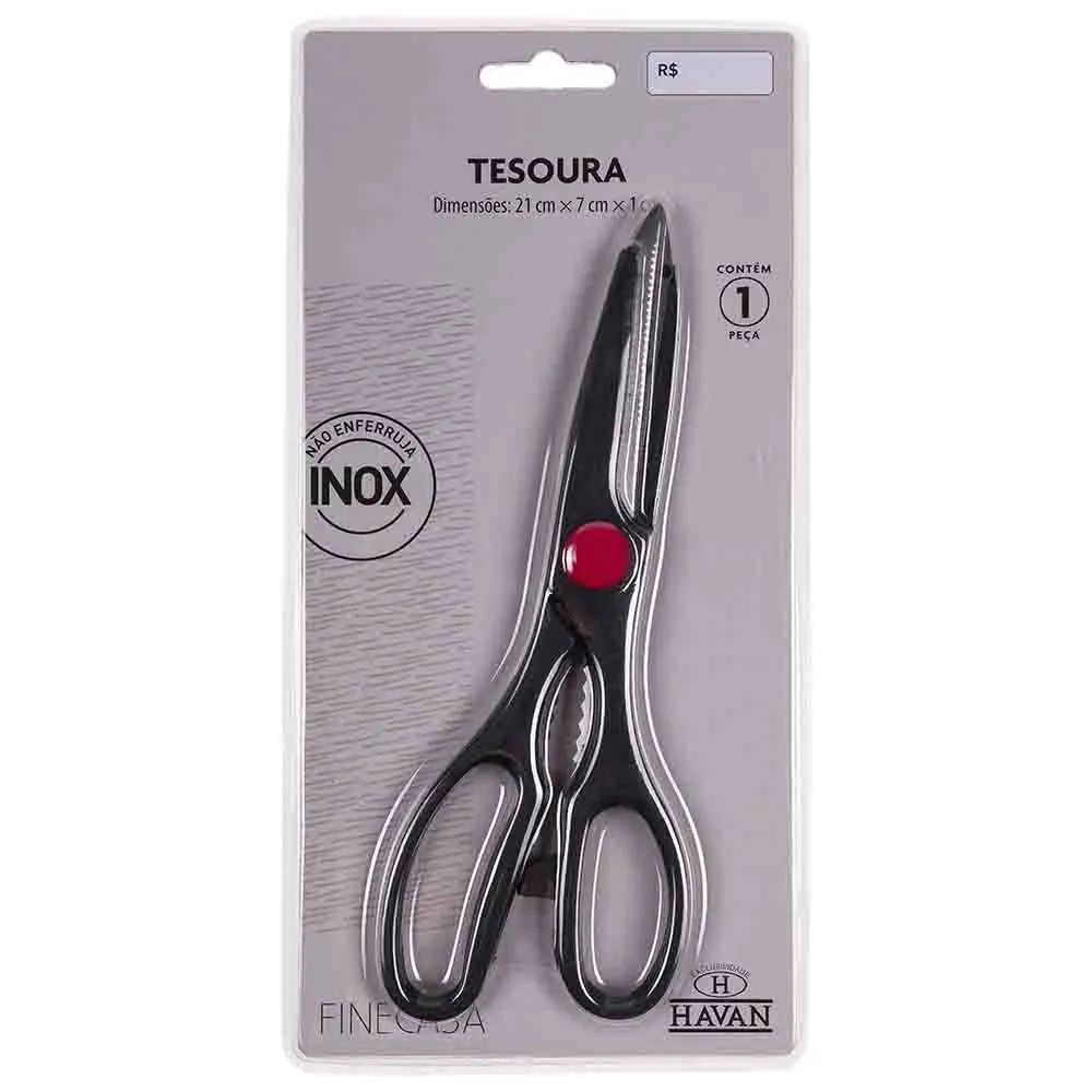 Tesoura para Cozinha 21Cm Finecasa - Preto