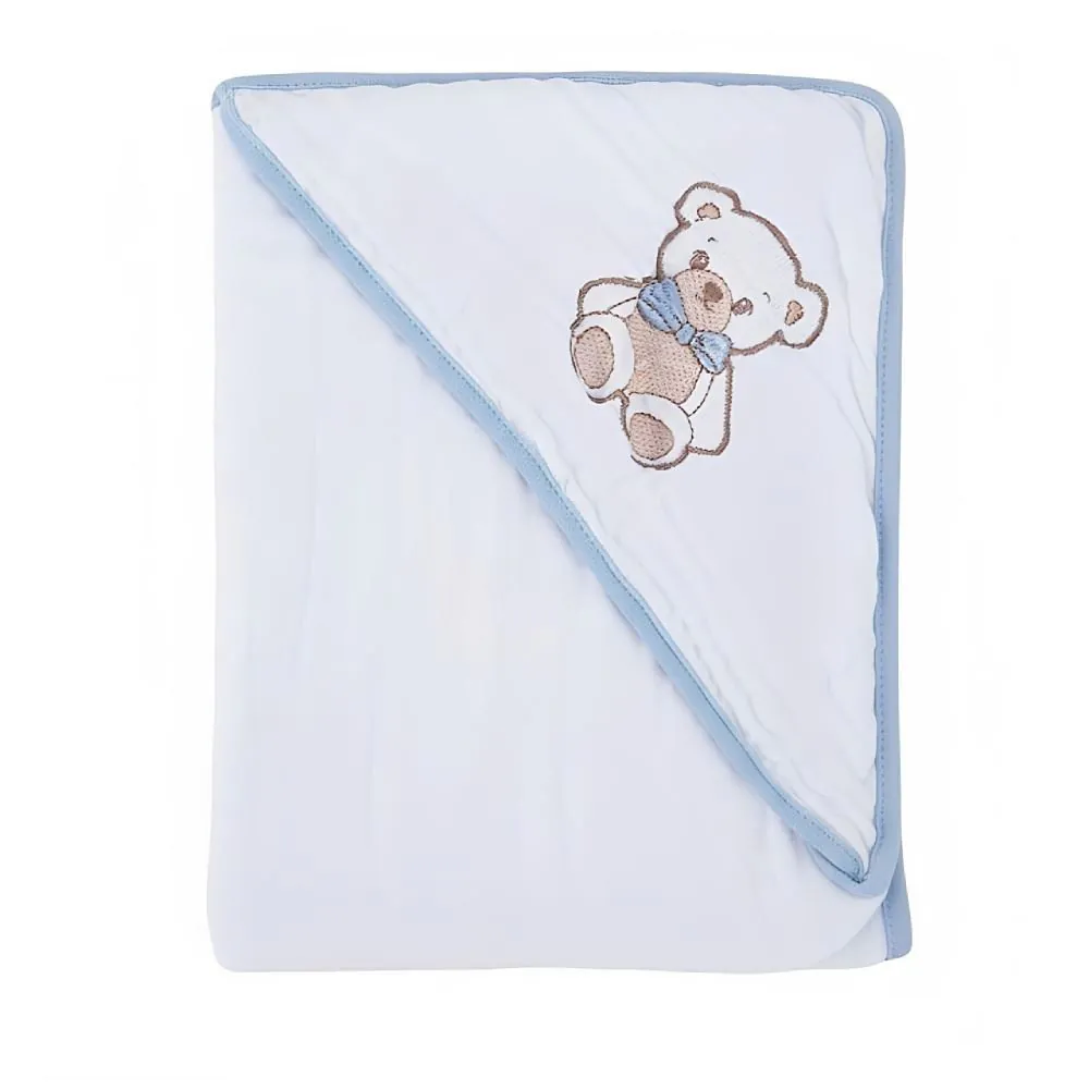Toalha com Capuz de Canto Soft 80X80cm Baby - Urso Azul