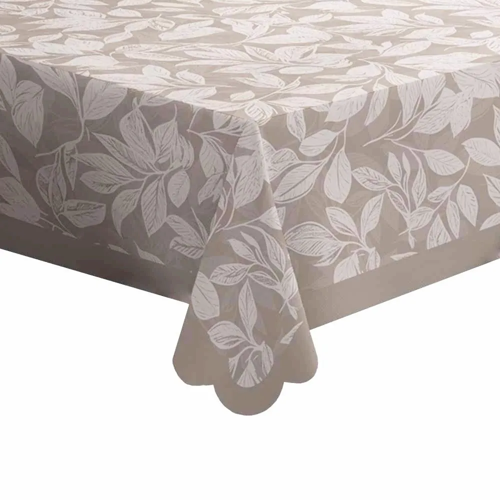 Toalha de Mesa 1,40 X 1,40 m Estampada - Folhas Cinza