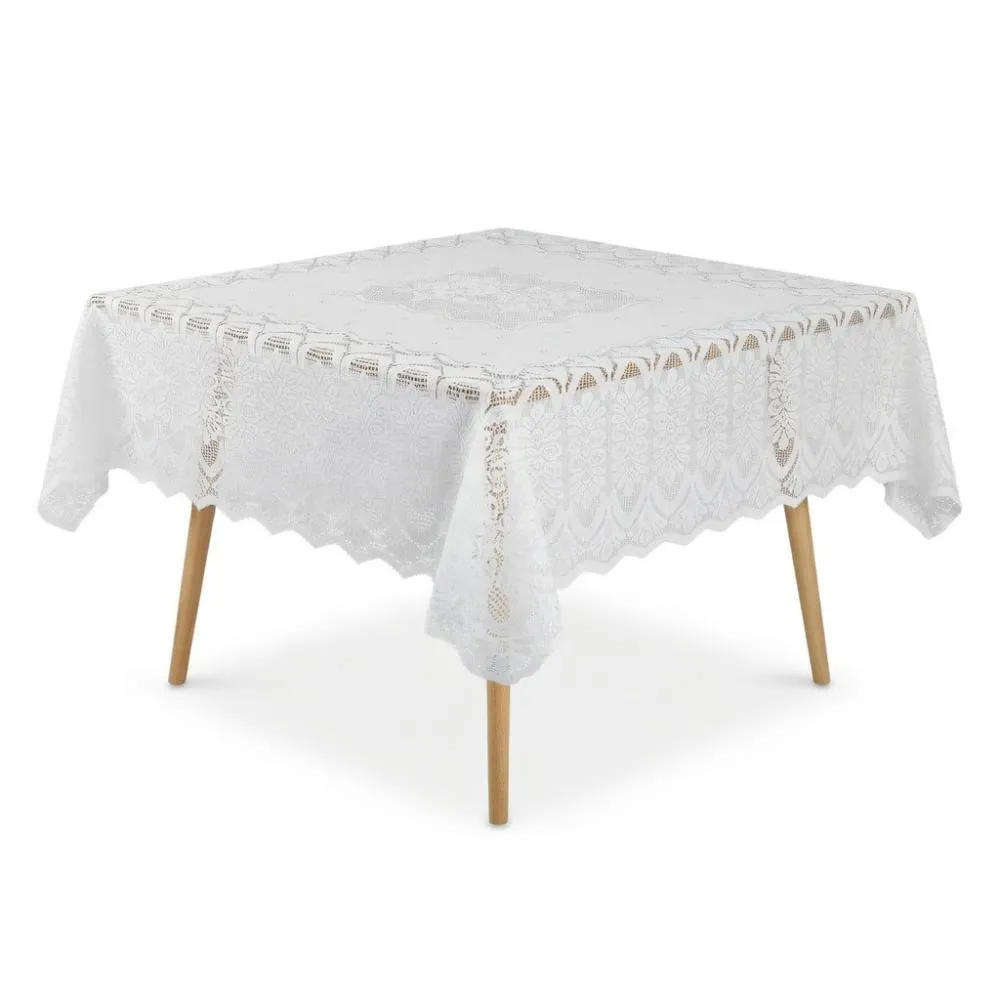 Toalha de Mesa Arabesco 1,60M X 1,60M - Branco