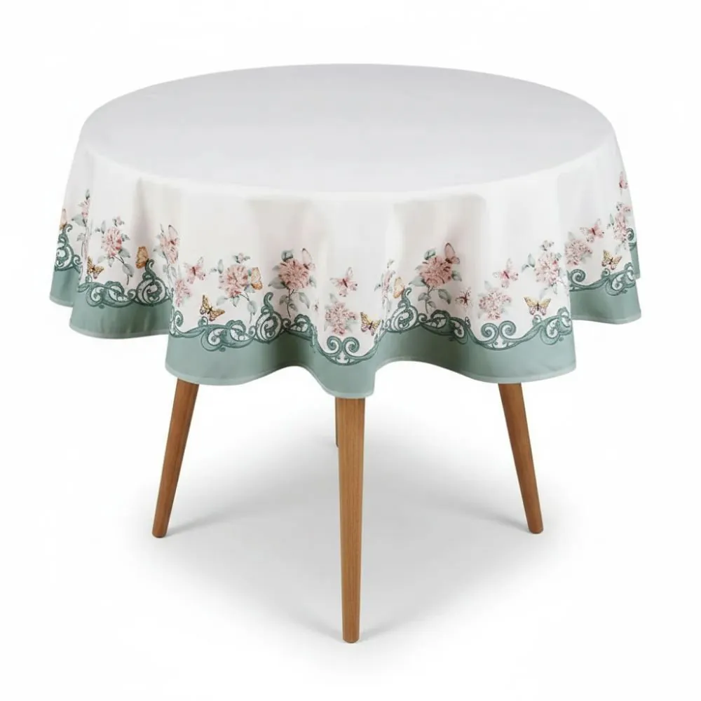 Toalha de Mesa Redonda Clean Dohler - Borboletas
