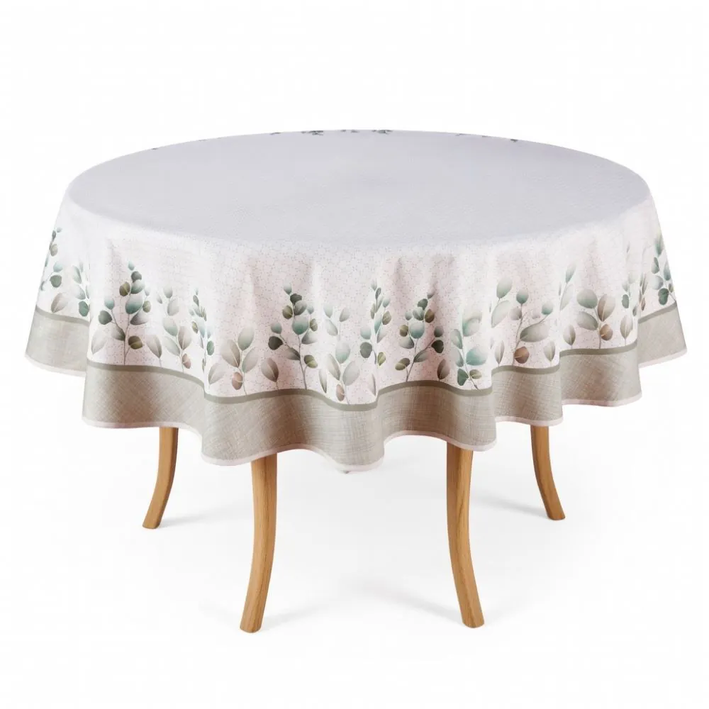 Toalha de Mesa Redonda Clean Renova Dohler - Flores Verde