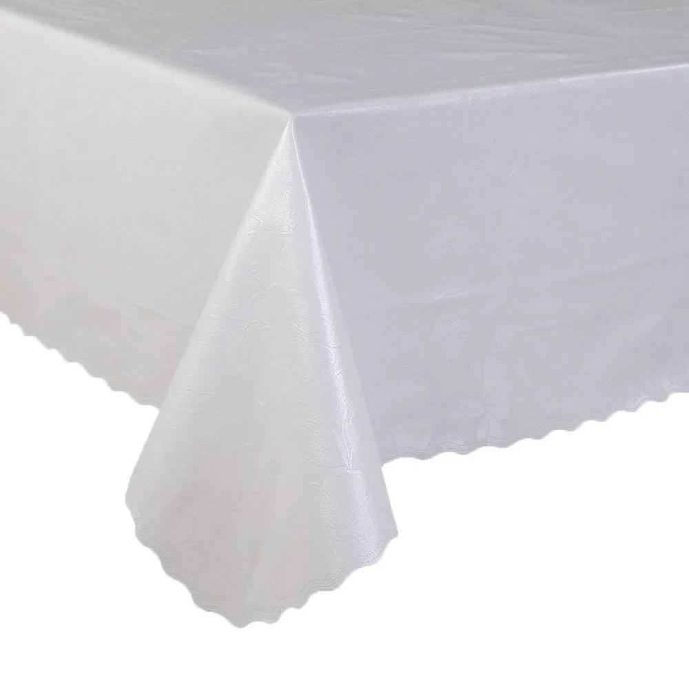 Toalha de Mesa Térmica 1,38M X 2,10M Salehtex - Branca Jacquard
