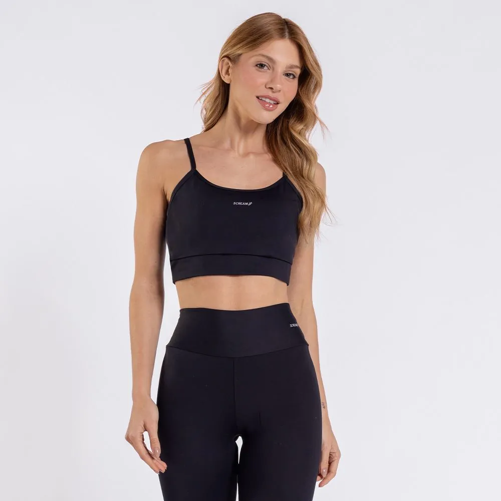 Top Feminino de Alça Básico Scream Preto