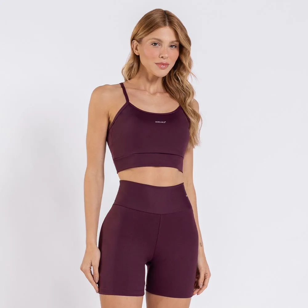 Top Feminino de Alça com Bojo Removível Scream Bordo Figo