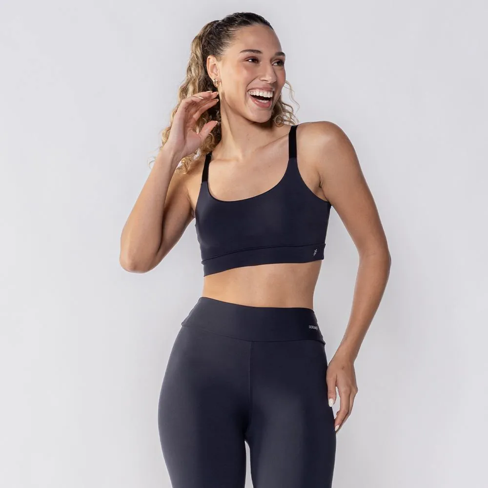 Top Feminino Fitness Básico Scream Preto
