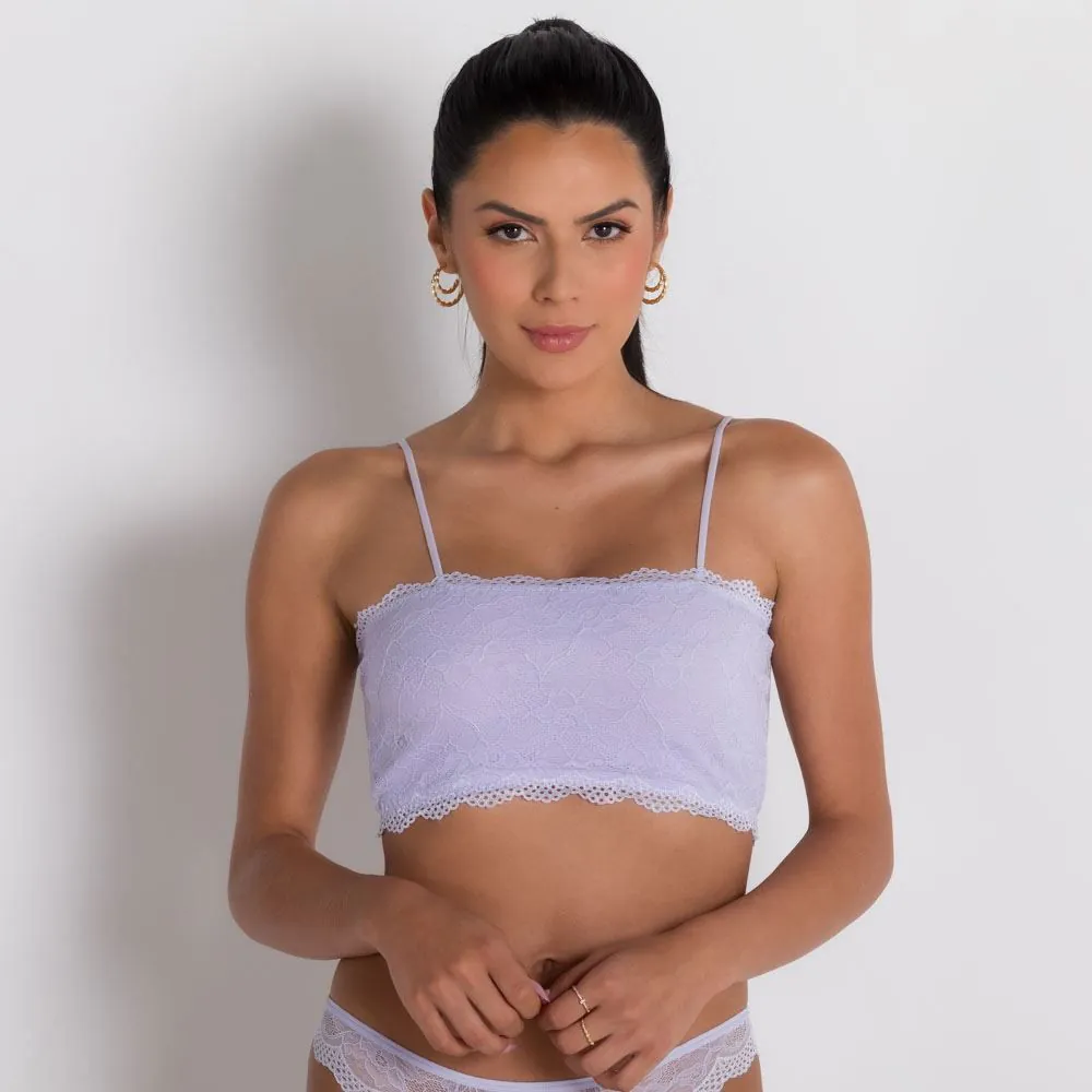 Top sem Bojo Todo em Renda Camila Moretti Lilas