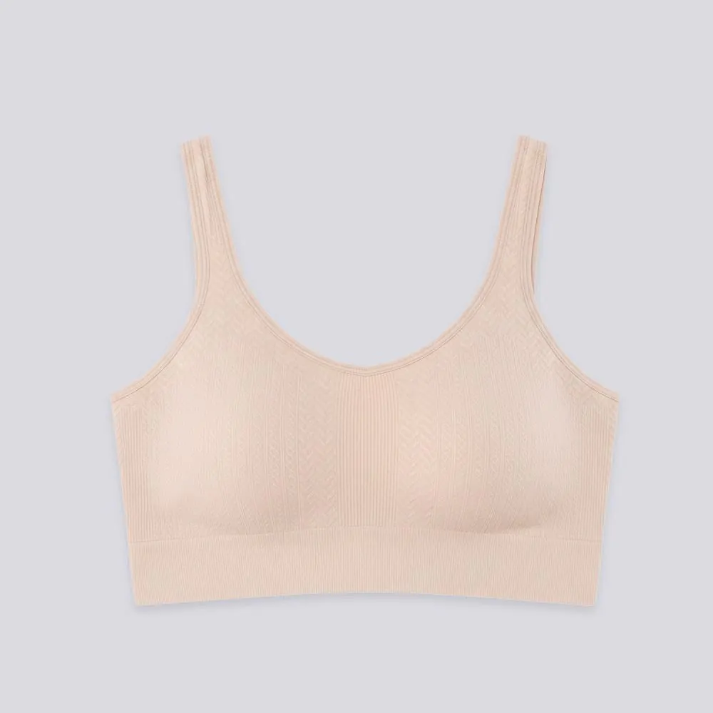 Top Sem Costura Feminino Jacquard Areia